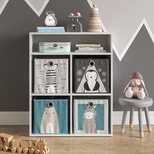 Produktbild für Bücherregal Vicco Luigi, weiß, mit 4 Faltboxen