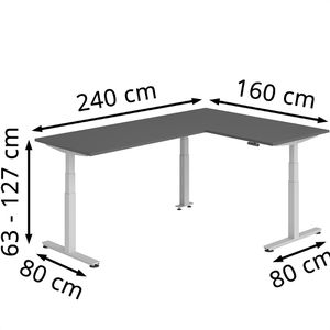 Produktbild für Schreibtisch Hammerbacher XDSMW, graphit / silber