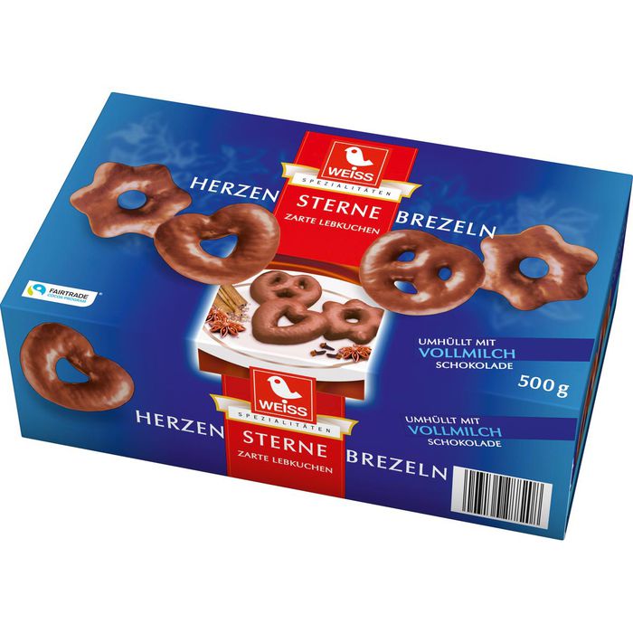 Weiss Lebkuchen Herzen Brezeln Sterne, Mit Vollmilchschokolade, 500g ...