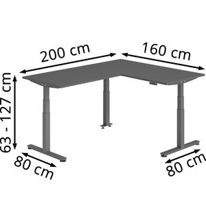 Produktbild für Schreibtisch Hammerbacher XDSMW, graphit / graphit