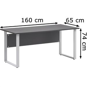 Produktbild für Schreibtisch Möbelpartner Serie 1500, anthrazit / silber
