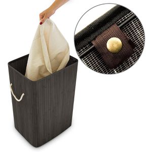 Produktbild für Wäschekorb Relaxdays schwarz, mit Deckel