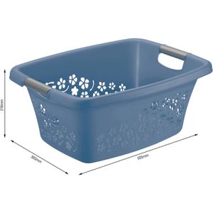Produktbild für Wäschekorb Rotho Flowers, blau, mit Griffen