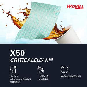 Produktbild für Einwegtücher Wypall Critical Clean X50, 7442, grün