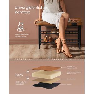Produktbild für Schuhbank Vasagle EKHO, schwarz / braun, aus Metall