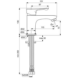 Produktbild für Waschtischarmatur Ideal-Standard Alpha, BC552AA, verchromt