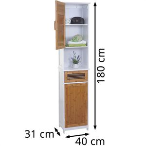 Produktbild für Badschrank Mendler HWC-A85, 57142, mit 4 Füßen, braun / weiß