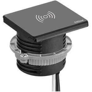 Produktbild für Einbausteckdose EVOline Square80, schwarz, mit 3 m Kabel