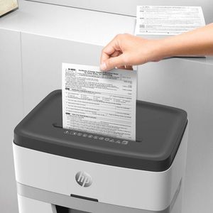 Produktbild für Aktenvernichter HP 2806 OneShred 12MC, weiß, mit Rollen