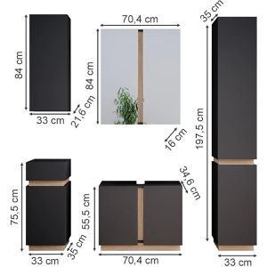 Produktbild für Badmöbel-Set Vicco Gloria, anthrazit, 5-teilig