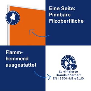 Produktbild für Tischtrennwand Magnetoplan VarioPin, 1108044, orange