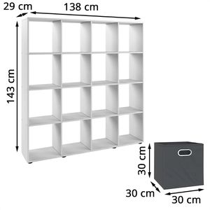 Produktbild für Bücherregal Vicco Karree, weiß, mit 4 Faltboxen