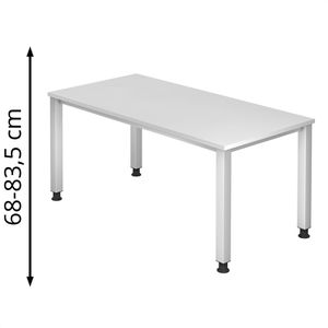 Produktbild für Schreibtisch Hammerbacher Q-Serie, weiß / silber