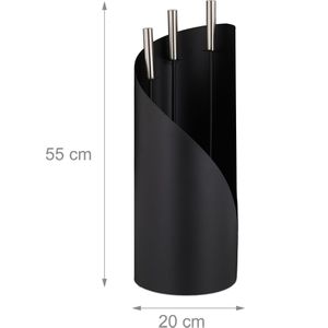 Produktbild für Kaminbesteck Relaxdays 10033829, aus Metall, schwarz, 4-teilig