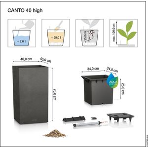 Produktbild für Übertopf Lechuza CANTO Slatestone 40 high, hellgrau,40x76x40cm