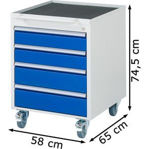 Produktbild für Rollcontainer Rau Serie 7000, aus Metall, lichtgrau / blau