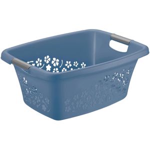 Wäschekorb Rotho Flowers, blau, mit Griffen