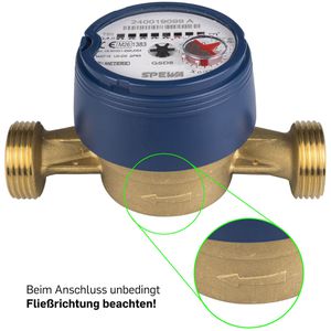 Produktbild für Wasserzähler SPEWA 100245, aus Messing, 2026 geeicht