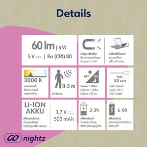 Produktbild für Nachtlicht Müller-Licht Timor LED, mit Akku