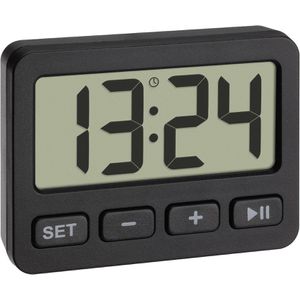 TFA Tischuhr Quarzuhr, schwarz, mit Timer, Stoppuhr