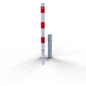 Absperrpfosten Schake 460FB, rot/weiß, aus Metall