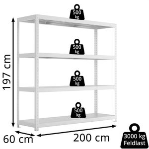 Produktbild für Weitspannregal META-Regalbau 20087022, 4 Metallböden