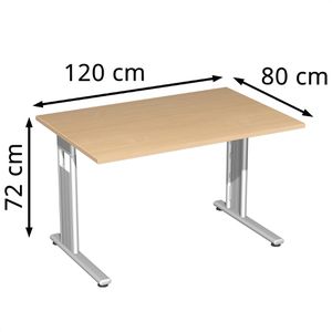 Produktbild für Schreibtisch Geramöbel Flex S-618102-BS, buche / silber