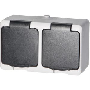 Produktbild für Steckdose Orno Aquatic Mini 2x2P+E, IP54, Aufputz