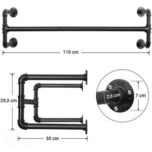 Produktbild für Wandgarderobe Songmics HSR64BK, Metall
