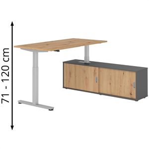 Produktbild für Schreibtisch Hammerbacher XMST 29368, asteiche, mit Sideboard