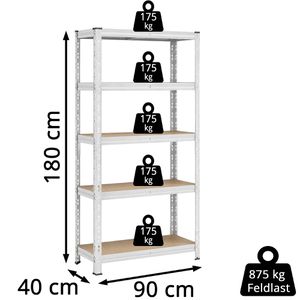 Produktbild für Schwerlastregal Songmics 5 Holzböden