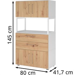 Produktbild für Kombischrank Hammerbacher FW48K7RG, asteiche / weiß
