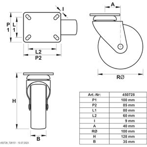 Produktbild für Schwerlastrolle Dörner+Helmer 728151, Lenkrolle
