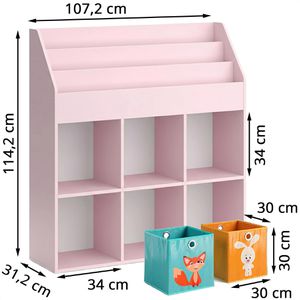 Produktbild für Bücherregal Vicco Luigi, rosa, mit 6 Faltboxen