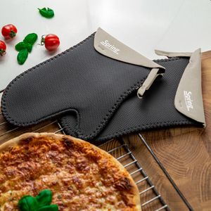 Produktbild für Ofenhandschuh Spring Grips kurz, grau / schwarz