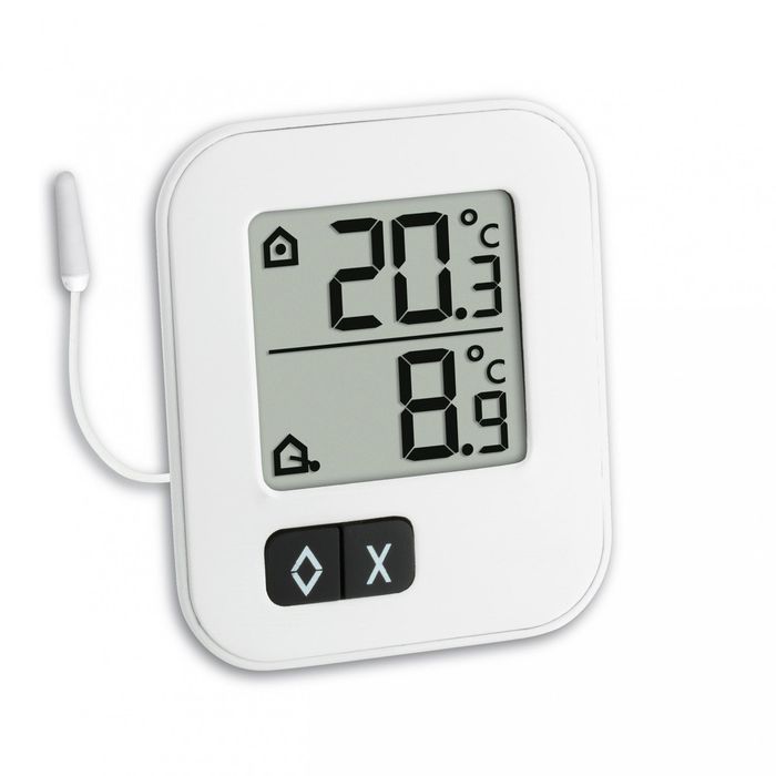 TFA Thermometer 30.1043.02 Moxx innen/außen, digital, mit Kabelfühler, weiß  – Böttcher AG