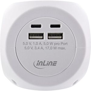 Produktbild für Steckdosenwürfel InLine Charging Cube, mit Schalter, weiß
