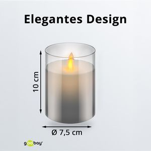 Produktbild für LED-Kerze Goobay 60370, Echtwachs im Glas, grau