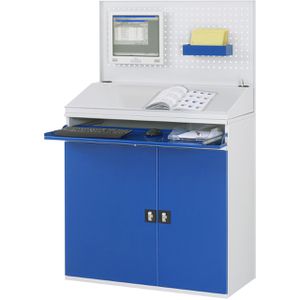 Produktbild für Computerschrank Rau Modell 61, lichtgrau / blau
