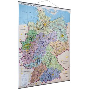 Deutschlandkarte GeoMetro Postleitzahlenkarte, mit Aluleisten