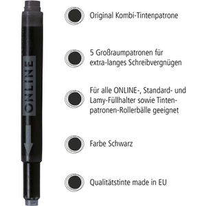Produktbild für Füllerpatronen Online 17306 Kombipatrone, schwarz