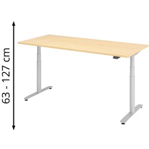 Schreibtisch Hammerbacher XDLR19, ahorn / silber