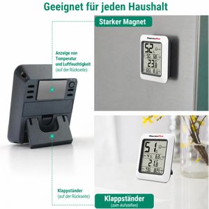 Produktbild für Thermo-Hygrometer ThermoPro TP-50-3, LC-Display, digital, Set