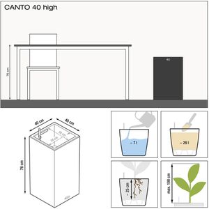 Produktbild für Übertopf Lechuza CANTO Premium 40 LED high, grau, 40x76x40 cm
