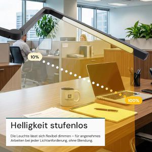 Produktbild für Schreibtischlampe Luxula LX700157, schwarz, LED, dimmbar