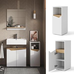 Produktbild für Badschrank Vicco Marelle, mit 4 Füßen, weiß / artisan eiche