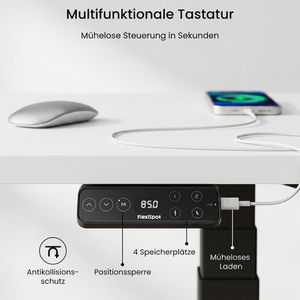 Produktbild für Schreibtisch FlexiSpot E7B-Pro 2026, weiß / schwarz