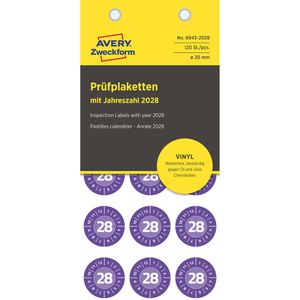 Produktbild für Prüfplaketten Zweckform 6943, mit Jahreszahl 2028