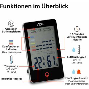 Produktbild für Thermo-Hygrometer ADE WS1701, digital, schwarz