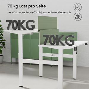 Produktbild für Schreibtisch FlexiSpot EH1W, Doppelarbeitsplatz, weiß / weiß